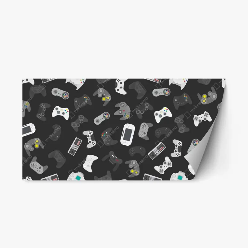 Repositionierbarer Aufkleber retro controller muster
