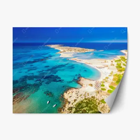 Repositionierbarer Aufkleber Elafonissi strand, Kreta türkis lagune – Pixers®