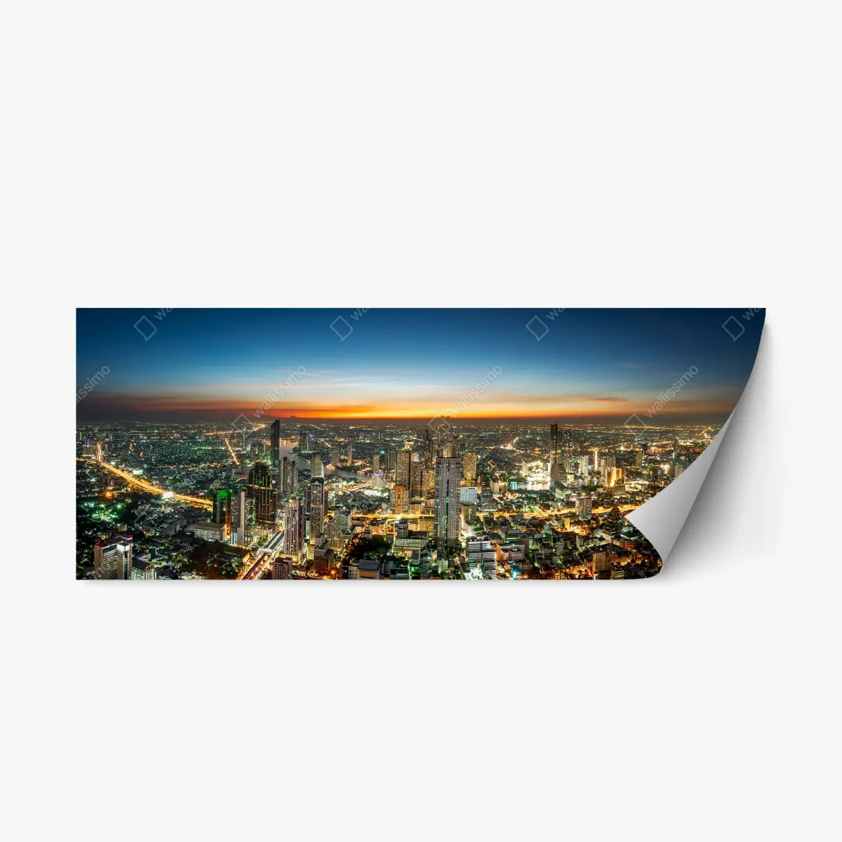 Repositionierbarer Aufkleber panorama von Bangkok bei dämmerung – Pixers®