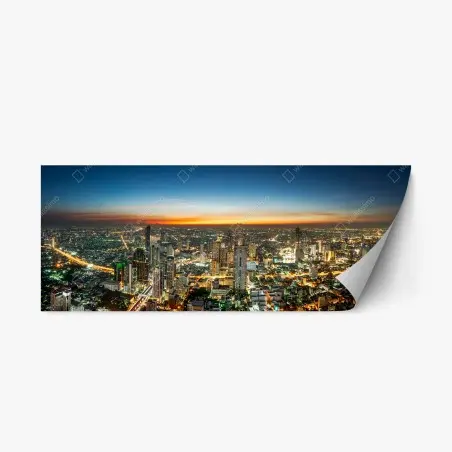 Repositionierbarer Aufkleber panorama von Bangkok bei dämmerung – Pixers®