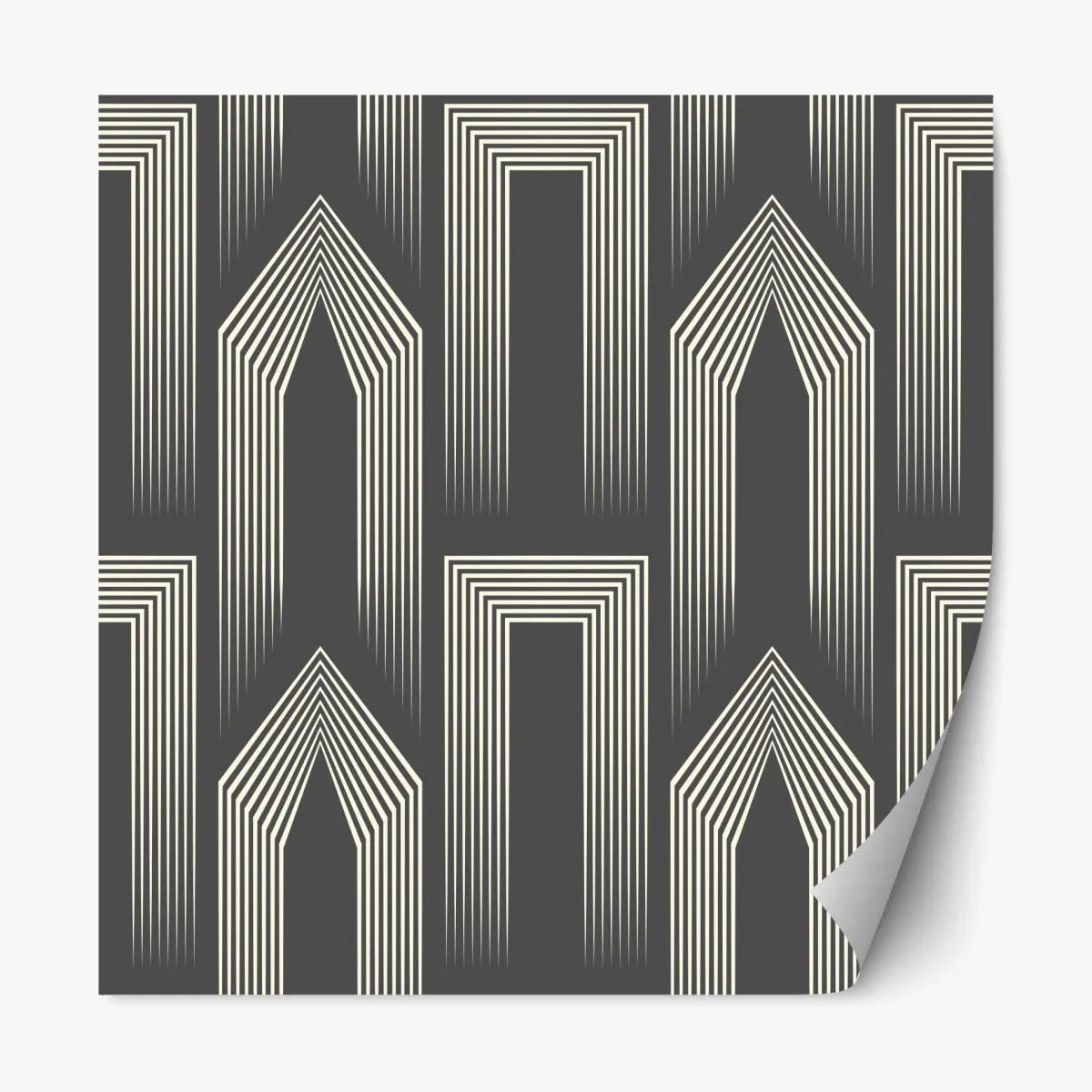 Repositionierbarer Aufkleber geometrisches art-deco-muster in grau und beige – Pixers®