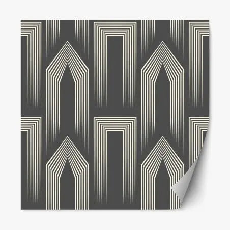 Repositionierbarer Aufkleber geometrisches art-deco-muster in grau und beige – Pixers®