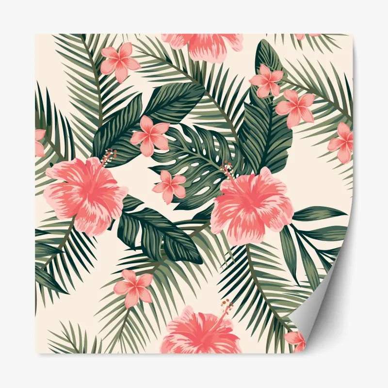 Repositionierbarer Aufkleber tropisches hibiskusmuster