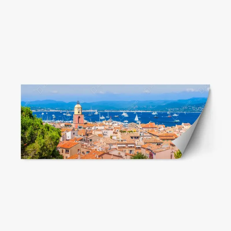 Repositionierbarer Aufkleber sonniges mediterranes hafenpanorama