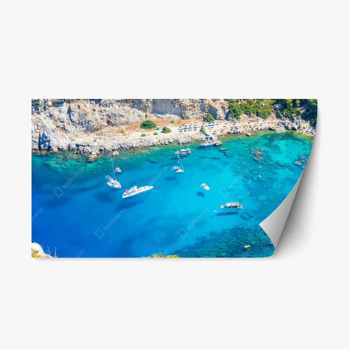 Repositionierbarer Aufkleber luftaufnahme der Anthony Quinn Bucht, Rhodos – Pixers®