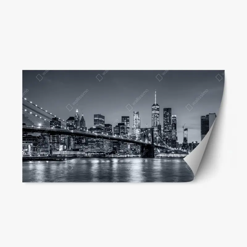 Repositionierbarer Aufkleber New York skyline bei nacht