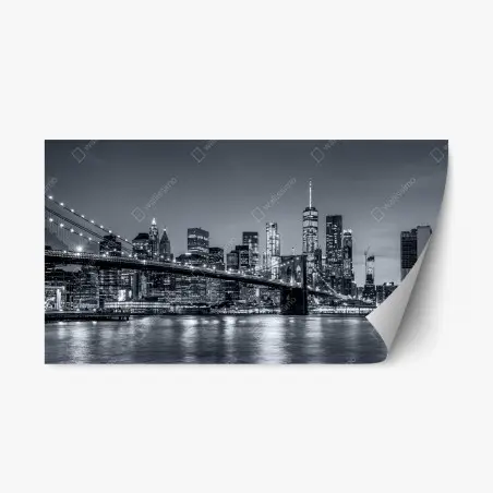 Repositionierbarer Aufkleber New York skyline bei nacht – Pixers®