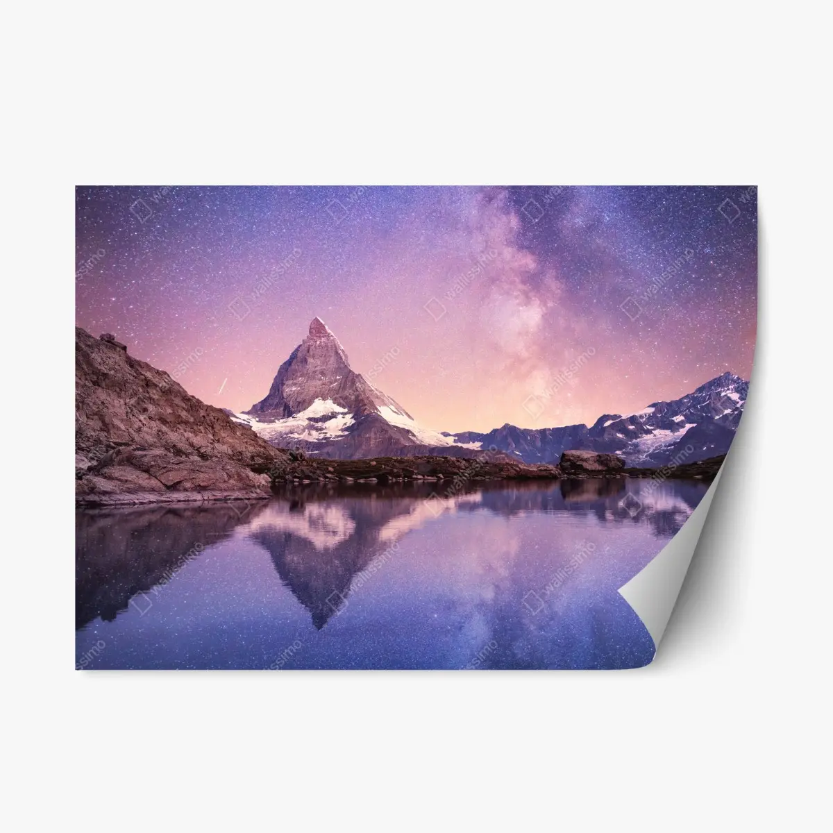 Repositionierbarer Aufkleber Matterhorn unter der Milchstraße mit spiegelung – Pixers®