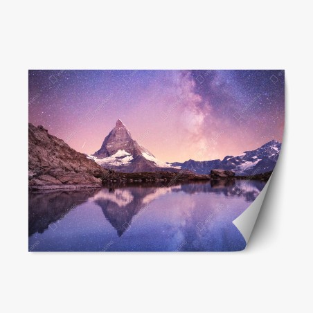 Repositionierbarer Aufkleber Matterhorn unter der Milchstraße mit spiegelung – Pixers®