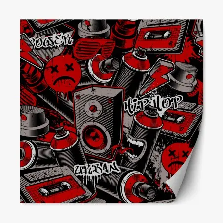 Repositionierbarer Aufkleber urbanes graffiti hip hop collage – Pixers®