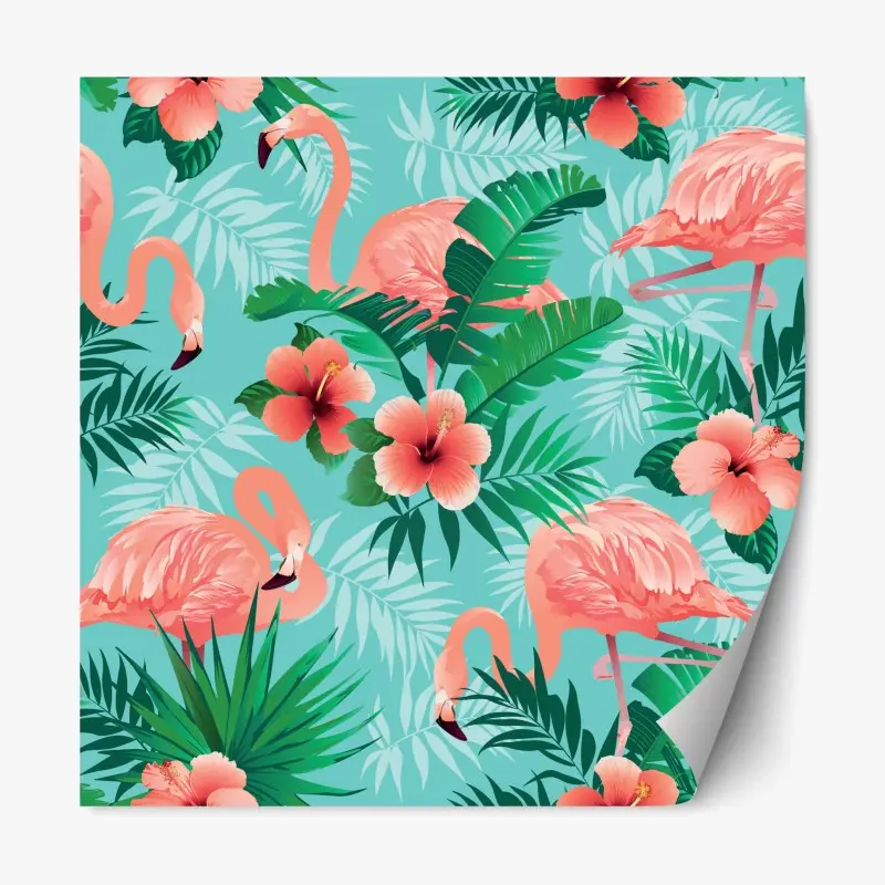 Repositionierbarer Aufkleber tropische flamingo-oase
