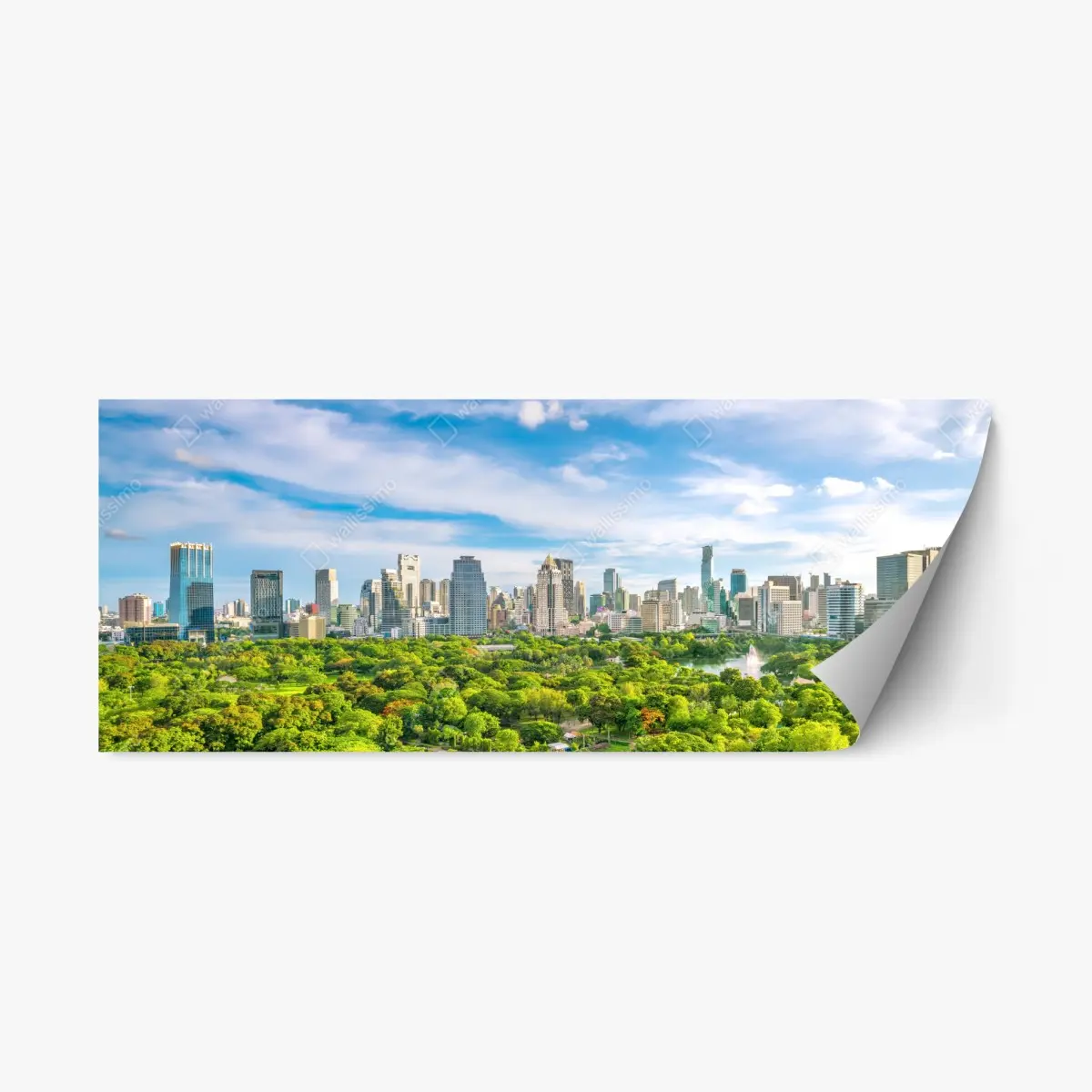 Repositionierbarer Aufkleber lebendige Bangkok skyline über Lumpini Park – Pixers®