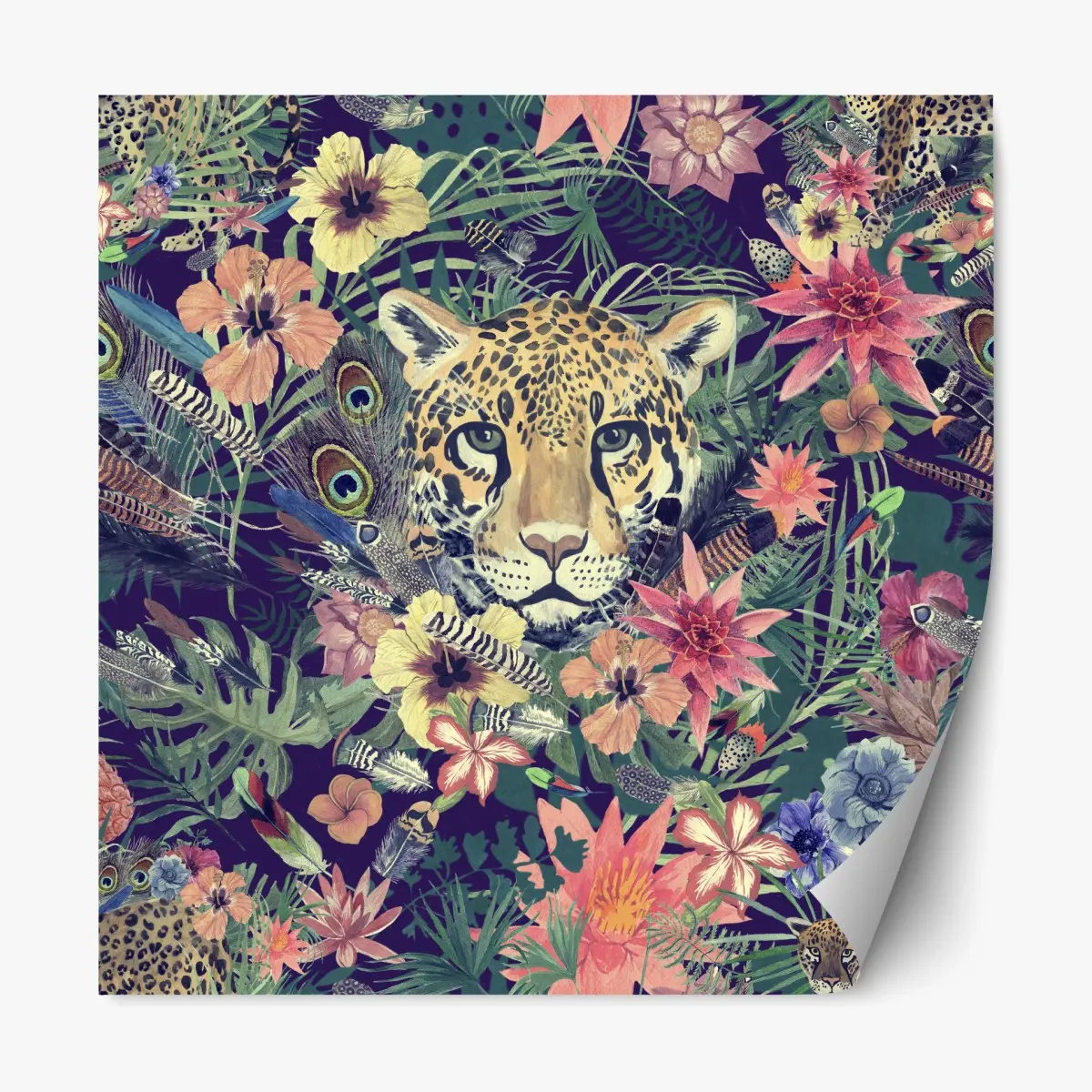 Repositionierbarer Aufkleber vintage aquarell leopard im tropischen dschungel – Pixers®
