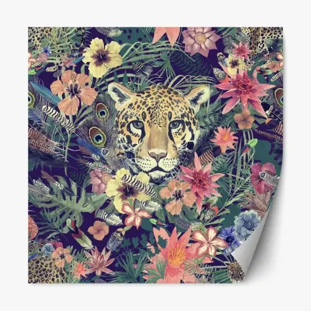 Repositionierbarer Aufkleber vintage aquarell leopard im tropischen dschungel – Pixers®