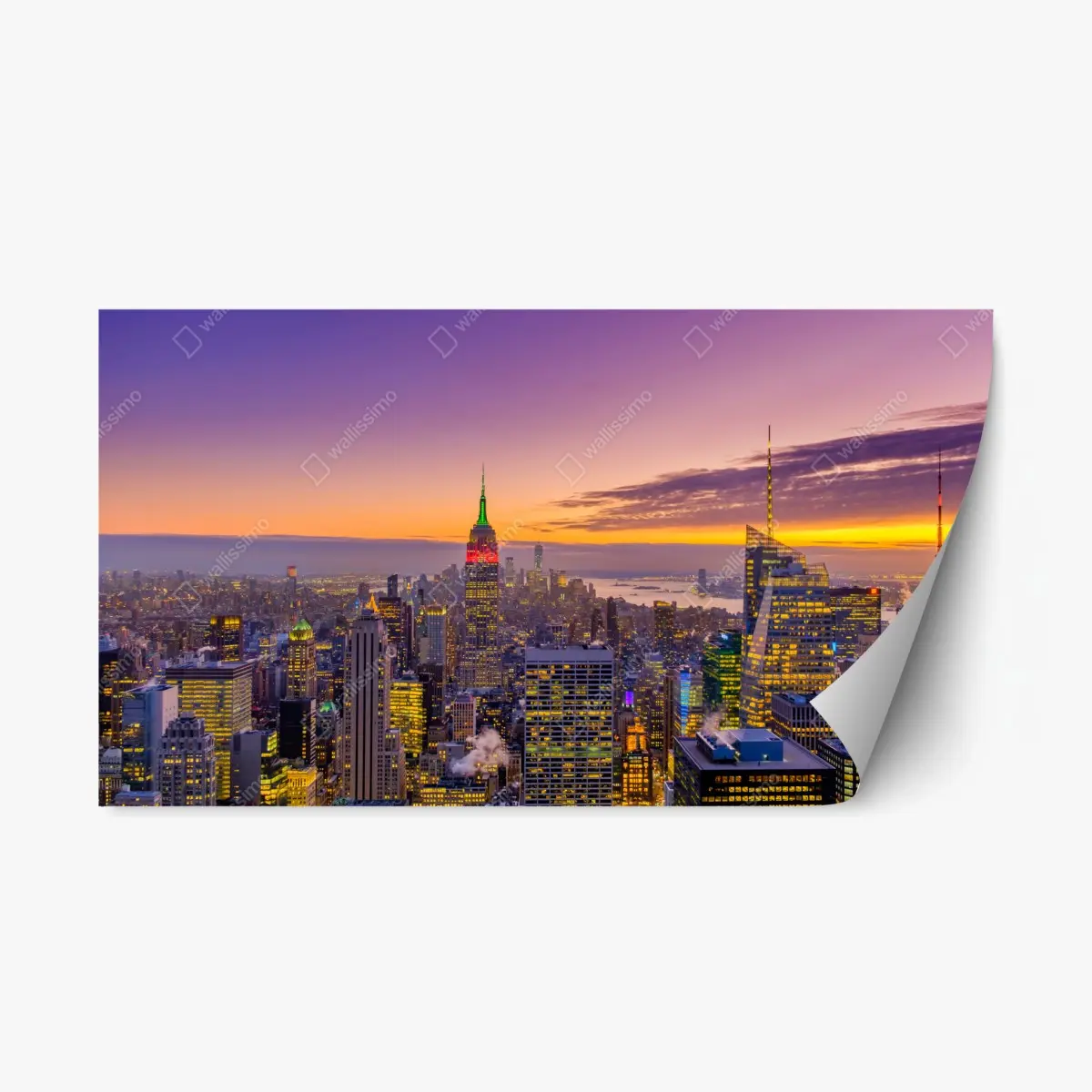 Repositionierbarer Aufkleber lebendige New York skyline bei sonnenuntergang – Pixers®