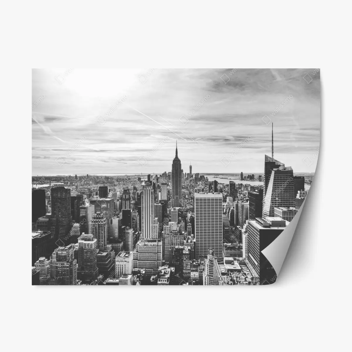 Repositionierbarer Aufkleber panorama von New York in graustufen – Pixers®