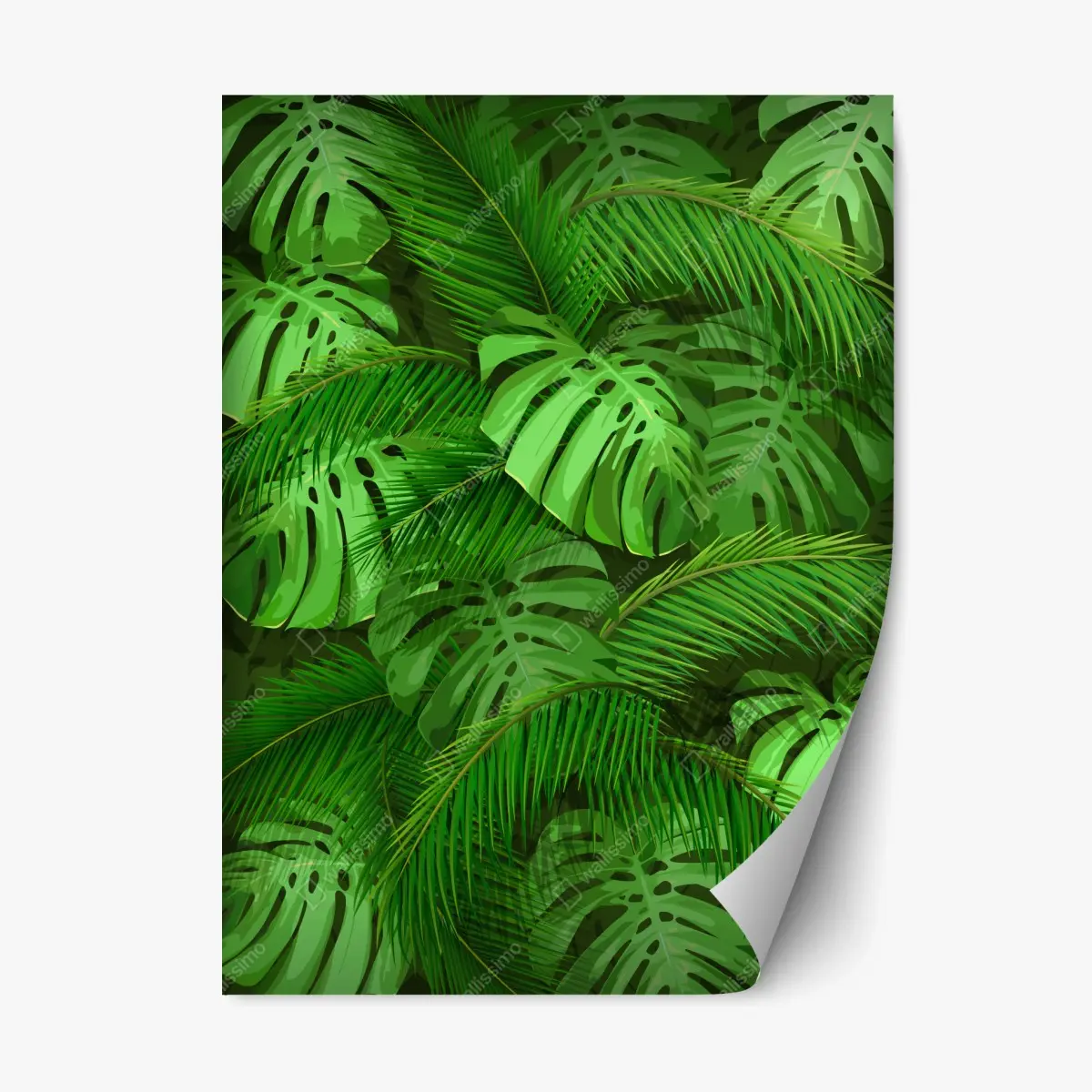 Repositionierbarer Aufkleber üppige tropische monstera- und palmenblätter – Pixers®
