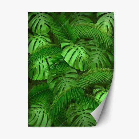 Repositionierbarer Aufkleber üppige tropische monstera- und palmenblätter – Pixers®