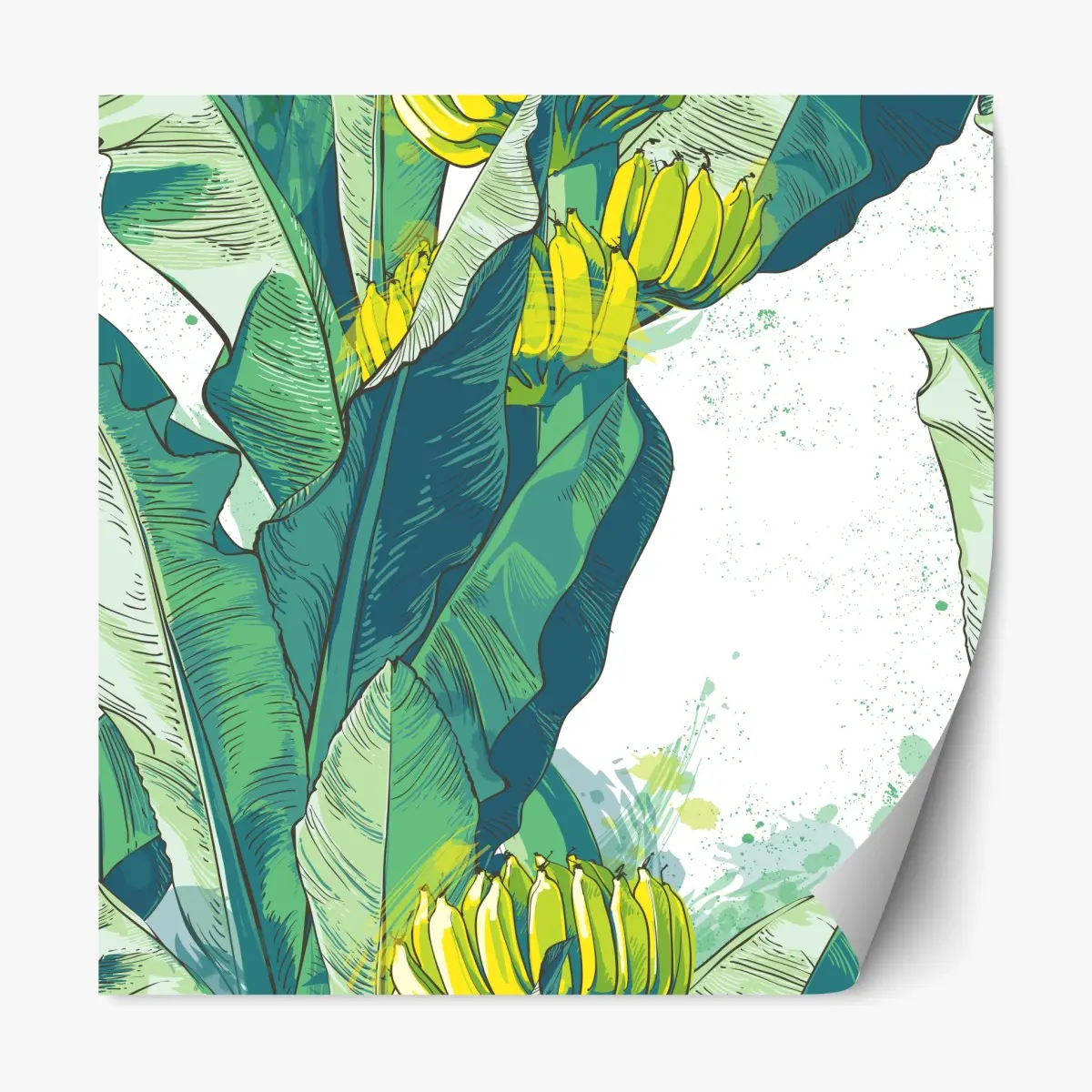 Repositionierbarer Aufkleber tropische bananenblatt-illustration – Pixers®