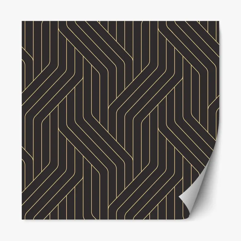 Repositionierbarer Aufkleber geometrisches art deco muster in schwarz und gold