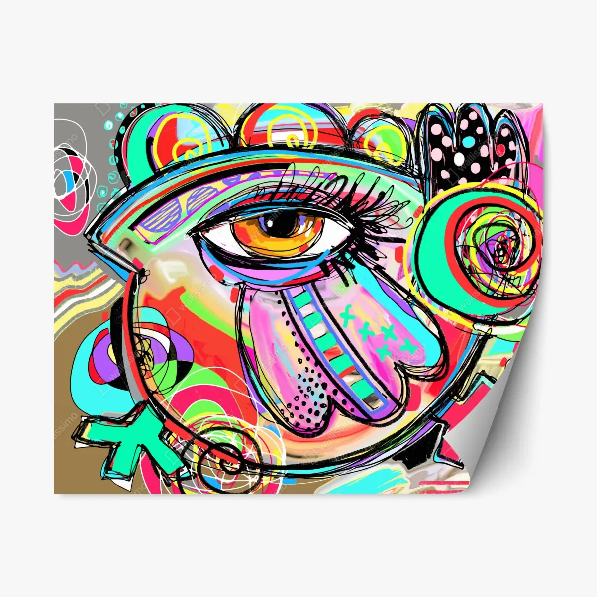 Repositionierbarer Aufkleber lebhaftes abstraktes auge im pop-art stil – Pixers®