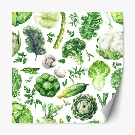 Repositionierbarer Aufkleber aquarellmuster grünes gemüse – Pixers®