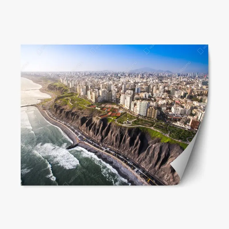 Repositionierbarer Aufkleber panorama der küste Miraflores, Lima