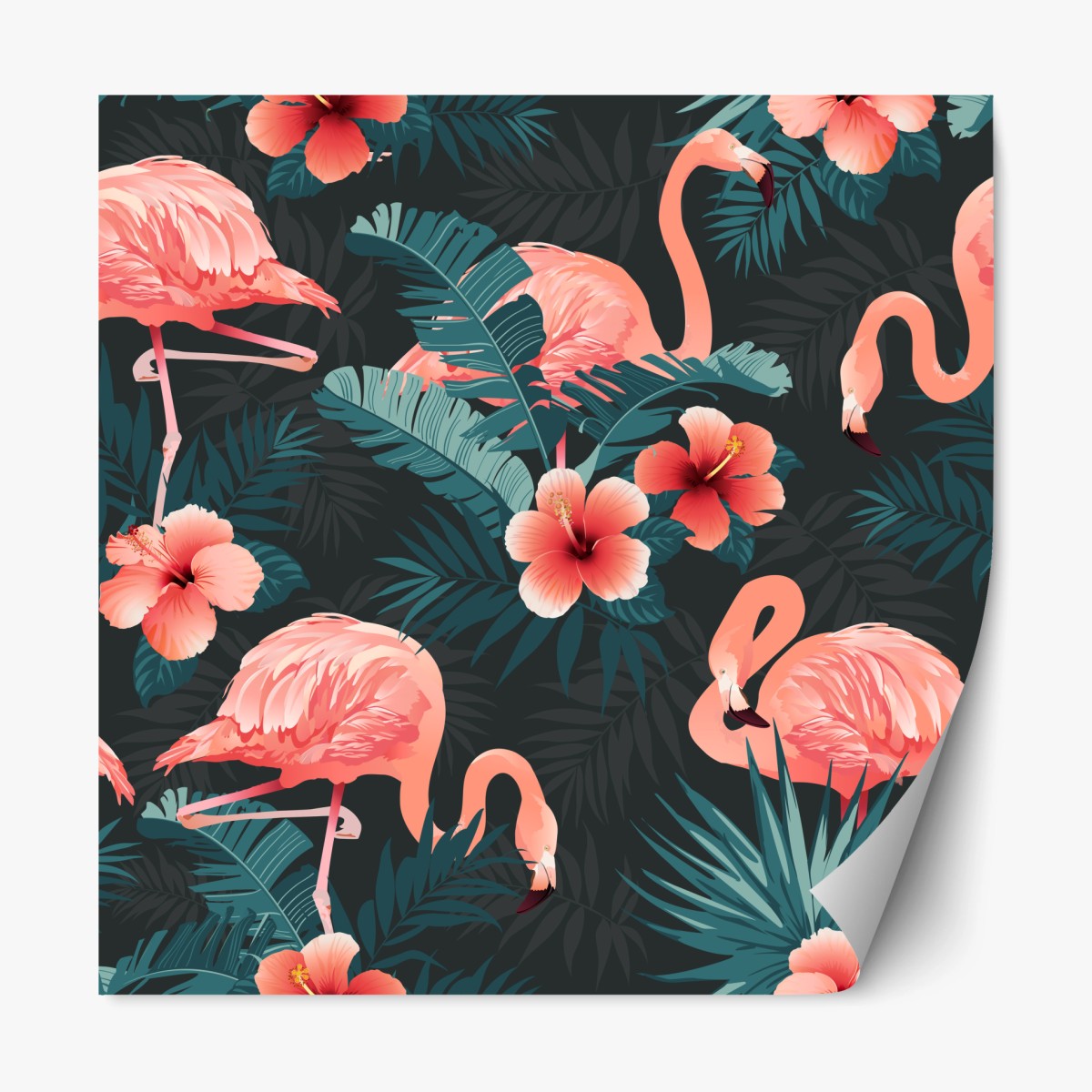 Repositionierbarer Aufkleber tropisches muster mit rosa flamingos – Pixers®