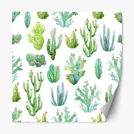 Repositionierbarer Aufkleber aquarell kaktusgarten muster – Pixers®