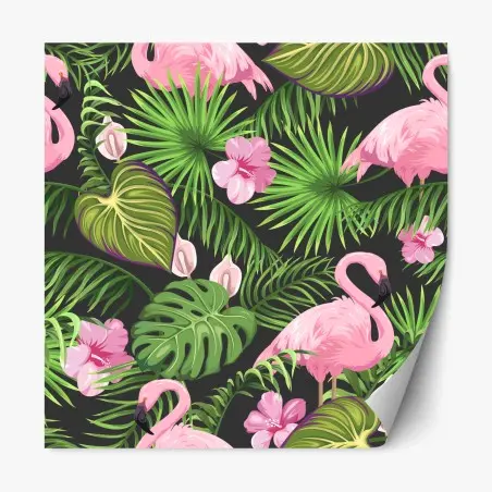 Repositionierbarer Aufkleber rosa flamingo tropenmuster – Pixers®