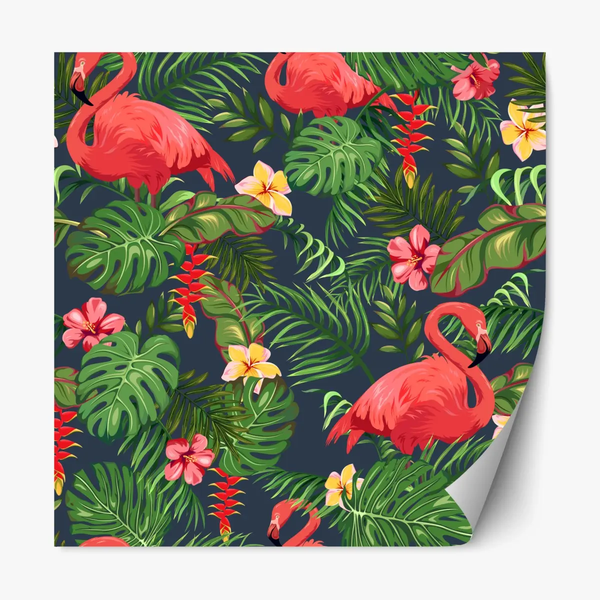 Repositionierbarer Aufkleber tropisches flamingo botanisches design – Pixers®