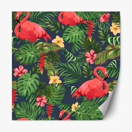 Repositionierbarer Aufkleber tropisches flamingo botanisches design – Pixers®
