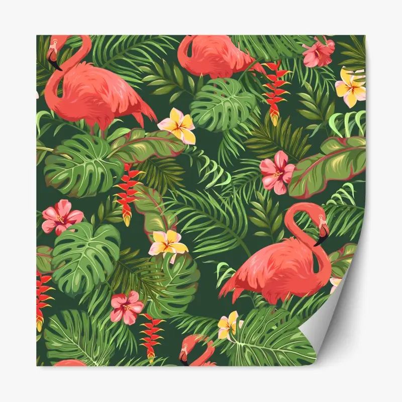 Repositionierbarer Aufkleber tropisches flamingo-muster
