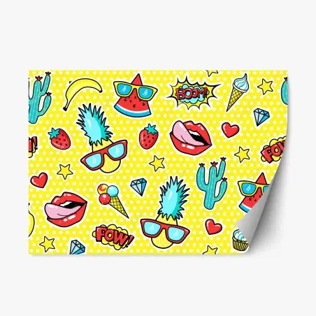 Repositionierbarer Aufkleber buntes pop-art aufklebermuster – Pixers®
