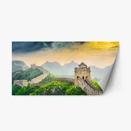 Repositionierbarer Aufkleber sonnenaufgang über der Chinesischen Mauer – Pixers®