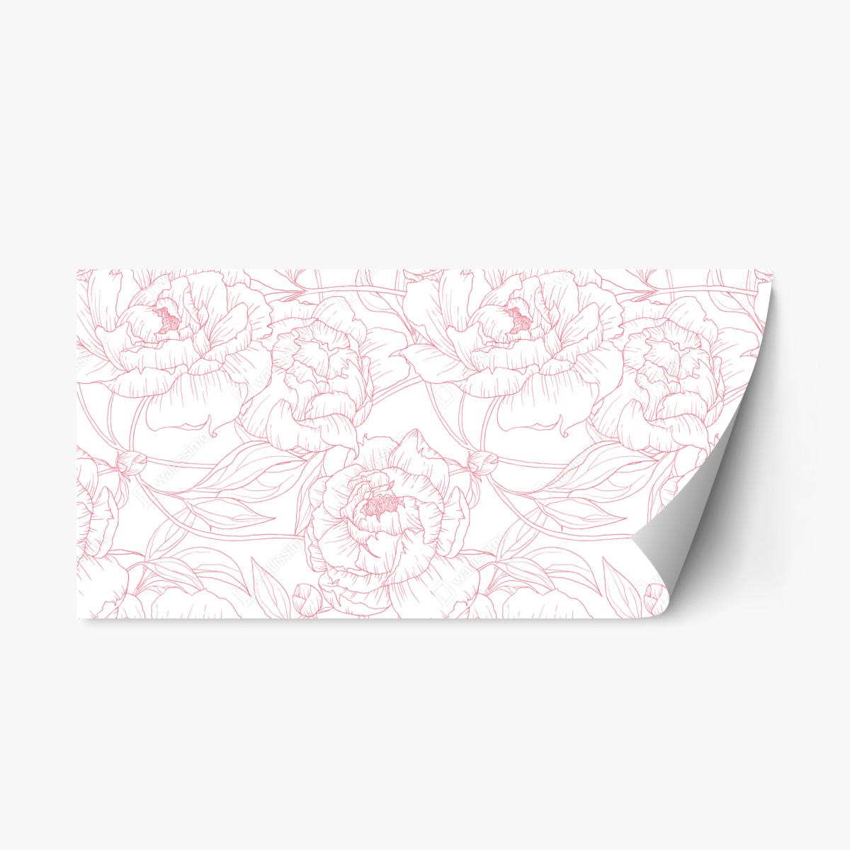 Repositionierbarer Aufkleber zartes rosa paeonien-line-art-muster – Pixers®