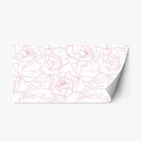 Repositionierbarer Aufkleber zartes rosa paeonien-line-art-muster – Pixers®