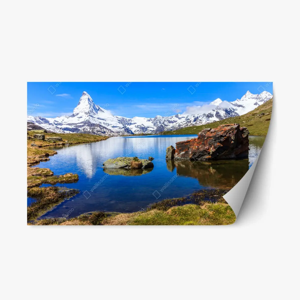 Repositionierbarer Aufkleber ruhige spiegelung des Matterhorns am Stellisee, Zermatt – Pixers®