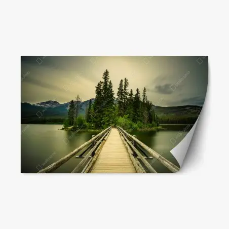 Repositionierbarer Aufkleber abendlicher weg zur Pyramid Island, Jasper National Park – Pixers®