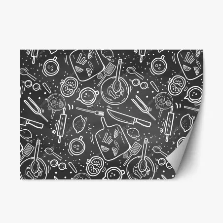 Repositionierbarer Aufkleber küchen tafel-doodle-muster – Pixers®