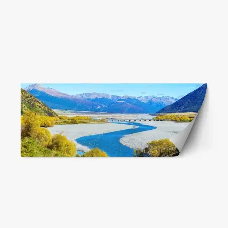 Repositionierbarer Aufkleber herbstliche flussbiegung im Arthur's Pass National Park, South Island, New Zealand – Pixers®