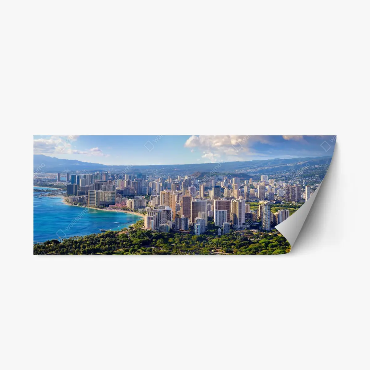 Repositionierbarer Aufkleber panoramablick auf eine tropische küstenstadt – Pixers®