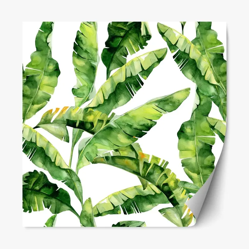 Repositionierbarer Aufkleber tropisches bananenblatt aquarellmuster