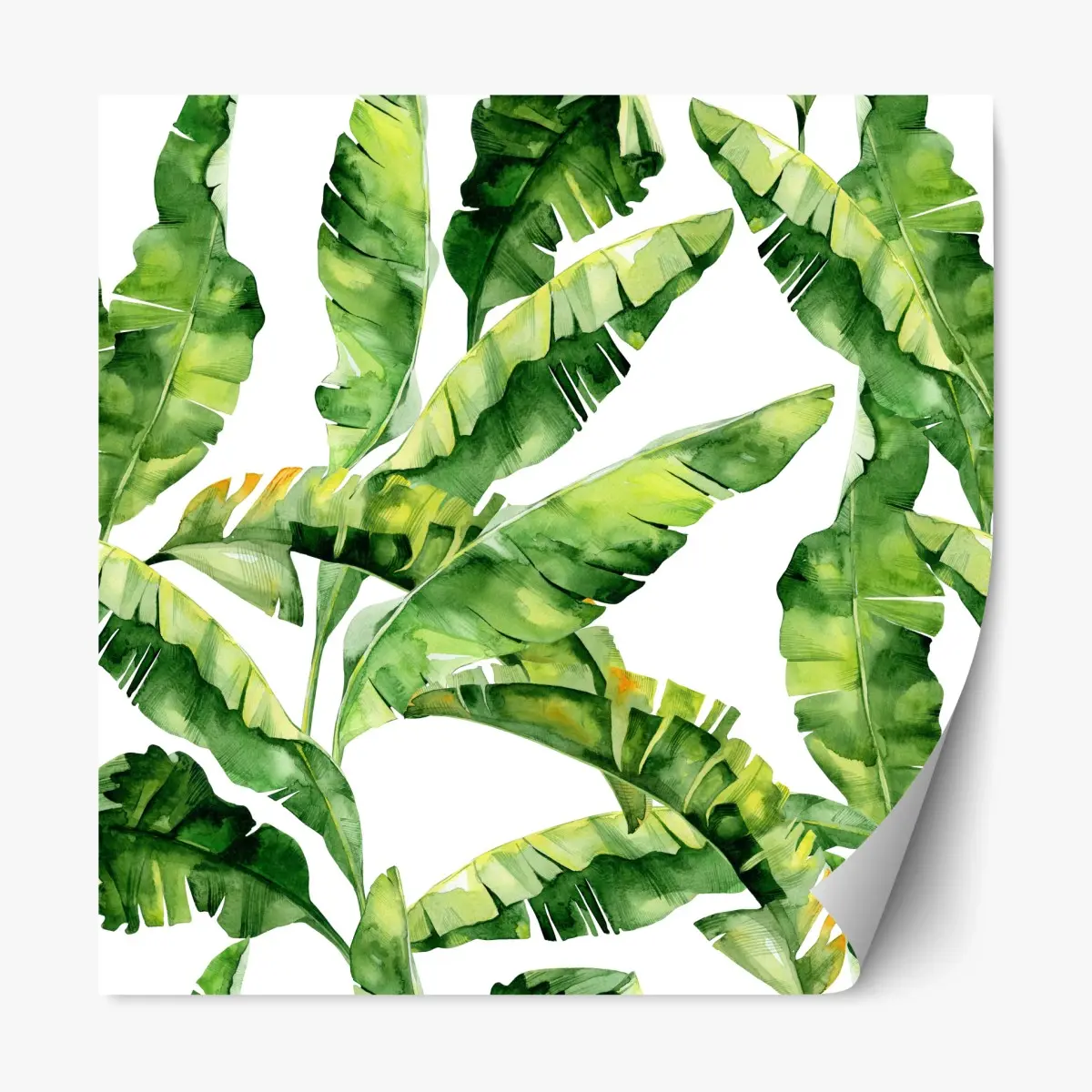 Repositionierbarer Aufkleber tropisches bananenblatt aquarellmuster – Pixers®
