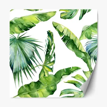 Repositionierbarer Aufkleber tropisches aquarell palmblätter design – Pixers®