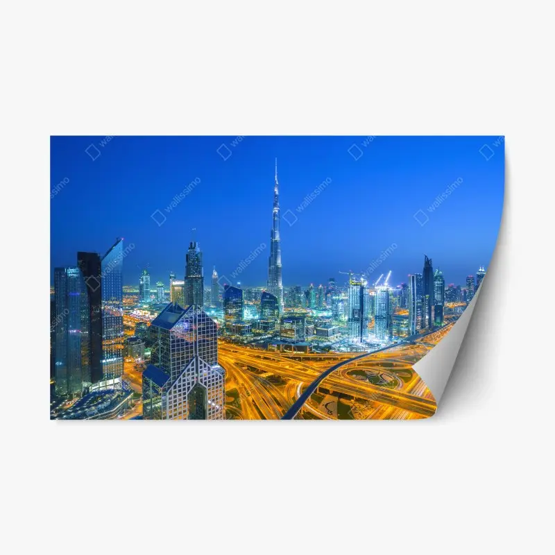 Repositionierbarer Aufkleber Dubai skyline bei dämmerung