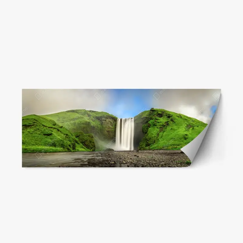 Repositionierbarer Aufkleber panorama des wasserfalls Skogafoss