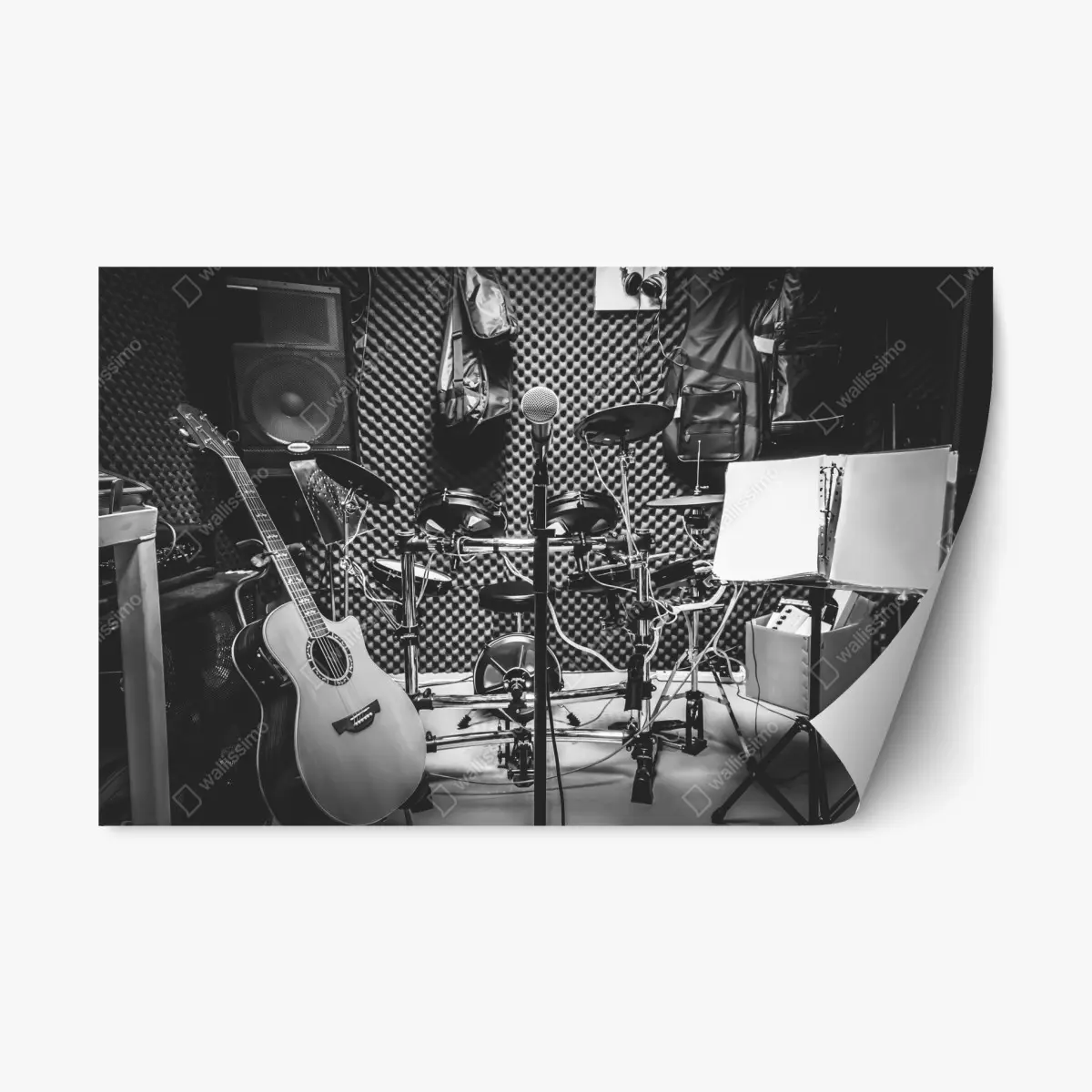 Repositionierbarer Aufkleber monochromes musikstudio – Pixers®