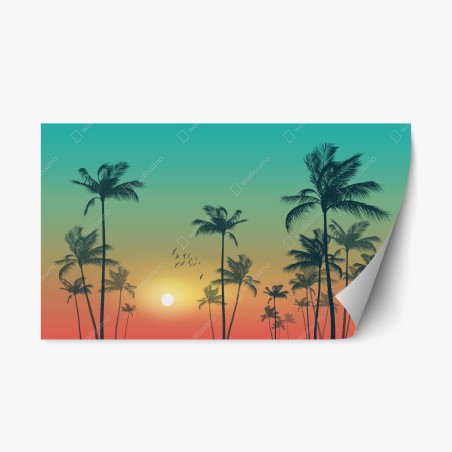 Repositionierbarer Aufkleber tropischer sonnenuntergang mit palmensilhouetten – Pixers®