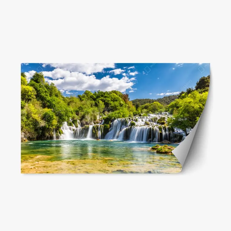 Repositionierbarer Aufkleber ruhiger wasserfall Skradinski Buk im Krka Nationalpark